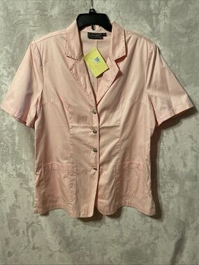 NWT Lafei Nier Pink Short-Sleeve Button-Down Shirt 23” pit to pit